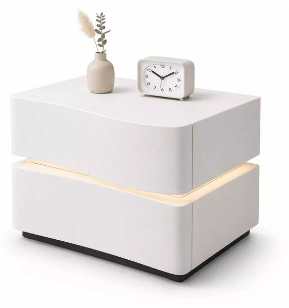 LuxuryForm DESIGN Nočný stolík ALVA s LED osvetlením – biely