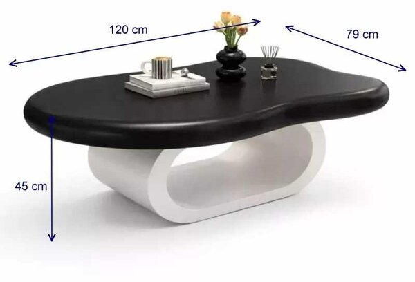 LuxuryForm DESIGN Konferenčný stolík DECO 120 × 79 cm – biely, čierna podnož