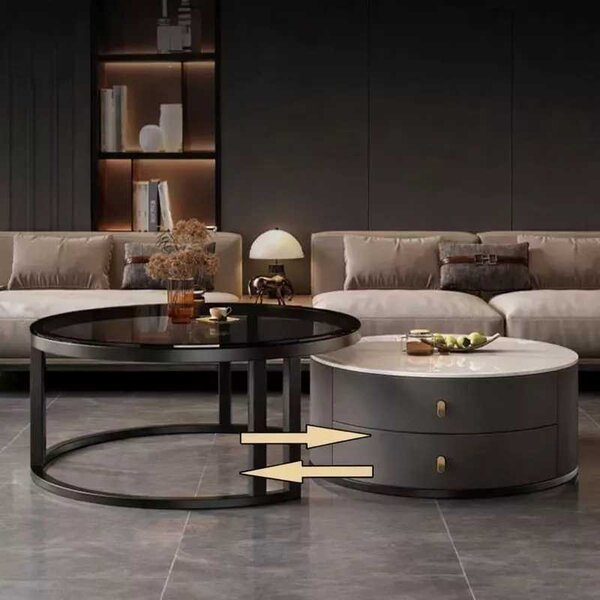 LuxuryForm DESIGN Konferenčný stolík ORION 70 × 70 / 50 × 50 cm – biely / biely mramor (set 2 ks)