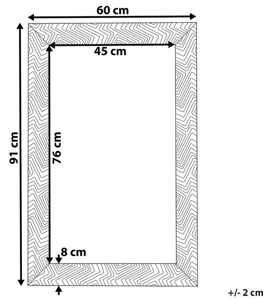 Nástenné zrkadlo sivé 60 x 91 cm plastové so vzorovaným rámom elegantné obdĺžnikové moderné