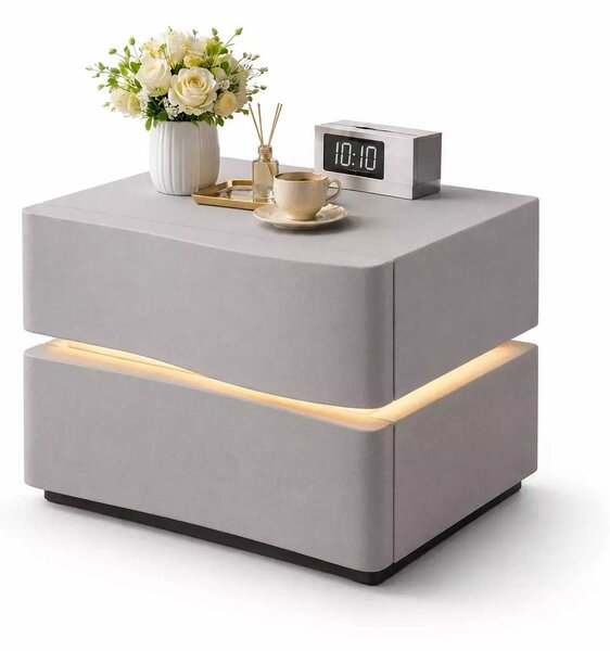 LuxuryForm DESIGN Nočný stolík ALVA s LED osvetlením – svetlosivý