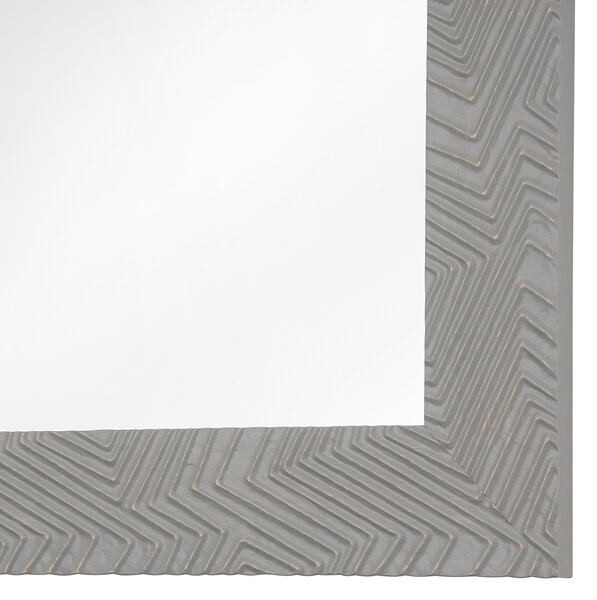 Nástenné zrkadlo sivé 60 x 91 cm plastové so vzorovaným rámom elegantné obdĺžnikové moderné