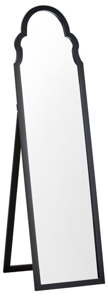 Stojace zrkadlo čierne MDF rám sklo 40 x 150 cm vysoké so stojanom moderný dizajn