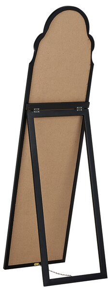 Stojace zrkadlo čierne MDF rám sklo 40 x 150 cm vysoké so stojanom moderný dizajn