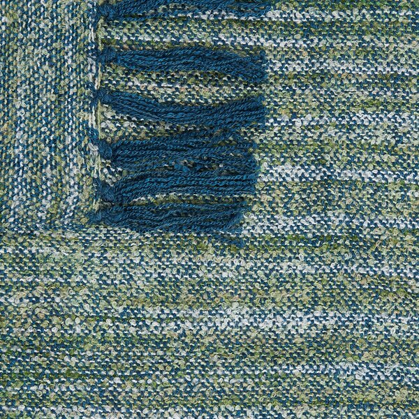 Deka modrá zelená akryl polyester 130 x 170 cm obdĺžnikový tvar pásikavý vzor prikrývka so strapcami boho štýl doplnky