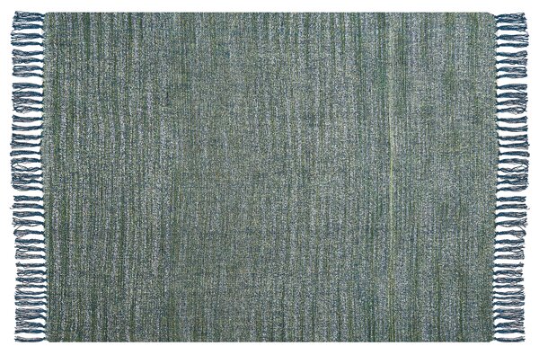 Deka modrá zelená akryl polyester 130 x 170 cm obdĺžnikový tvar pásikavý vzor prikrývka so strapcami boho štýl doplnky