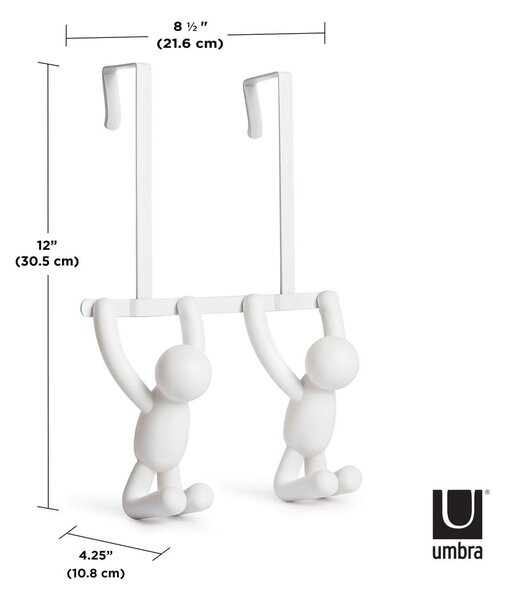 Biely plastový vešiak na dvere 22 cm Buddy - Umbra
