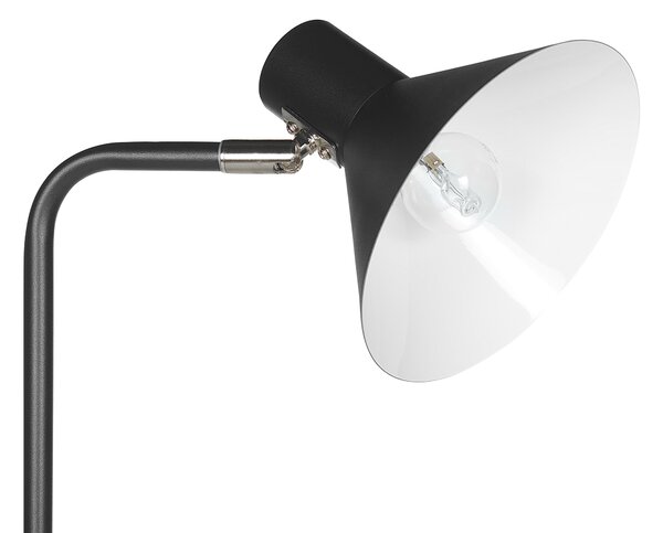 Stojaca lampa čierna kovová 154 cm nastaviteľné kužeľovité tienidlo moderný industriálny štýl spálňa obývacia izba kancelária