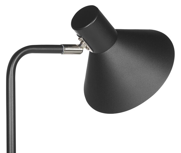 Stojaca lampa čierna kovová 154 cm nastaviteľné kužeľovité tienidlo moderný industriálny štýl spálňa obývacia izba kancelária