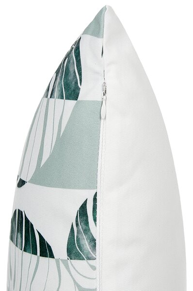 Sada 2 záhradných dekoratívnych vankúšov zelená so vzorom listov polyester 45 x 45 cm moderné vodoodolné vankúše