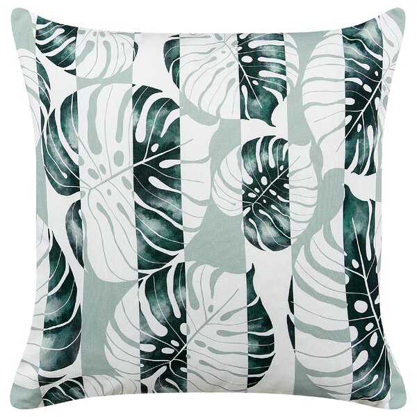 Sada 2 záhradných dekoratívnych vankúšov zelená so vzorom listov polyester 45 x 45 cm moderné vodoodolné vankúše
