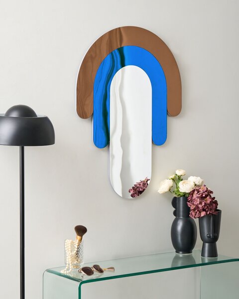 Nástenné zrkadlo viacfarebné MDF 80 x 60 cm nepravidelný tvar moderný štýl dekorácie doplnky obývacia izba predsieň spálňa