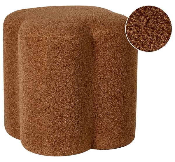 Taburetka zlatohnedá buklé teddy čalúnenie podnožka v tvare štvorlístka obývacia izba spálňa