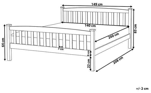 Posteľ svetlohnedá borovicové drevo 140 x 200 cm s roštom minimalistický škandinávsky štýl spálňa