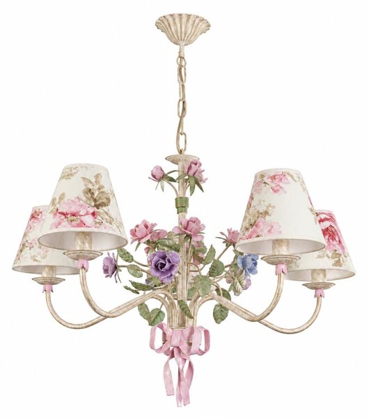 BRILAGI - Luster na reťazi ROMANCE 5xE14/40W/230V pestrofarebná/béžová/patina