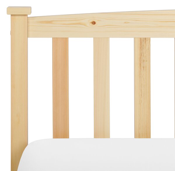 Posteľ svetlohnedá borovicové drevo 140 x 200 cm s roštom minimalistický škandinávsky štýl spálňa