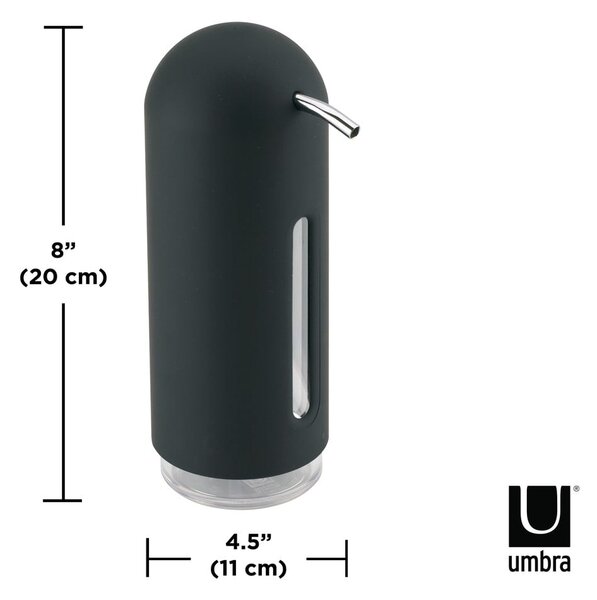 Čierny plastový dávkovač mydla 350 ml Penguin – Umbra