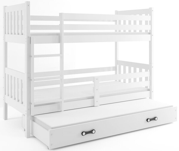 Detská poschodová posteľ s prístelkou CARINO 3 | 80 x 190 cm Farba: Biela / biela