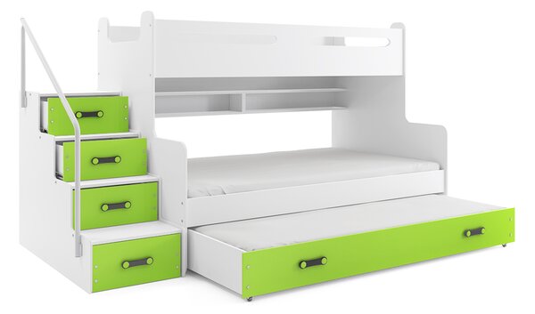 Detská poschodová posteľ s prístelkou MAX 3 Farba: Zelená