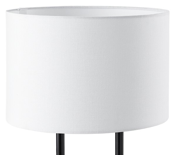 Stolná lampa biele látkové tienidlo okrúhly tvar čierny kovový stojan betónový podstavec 60 cm nočná lampa moderný štýl obývačka spálňa