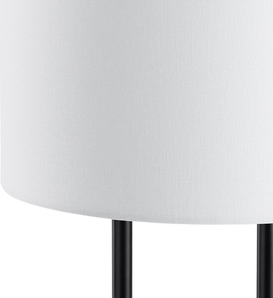 Stolná lampa biele látkové tienidlo okrúhly tvar čierny kovový stojan betónový podstavec 60 cm nočná lampa moderný štýl obývačka spálňa