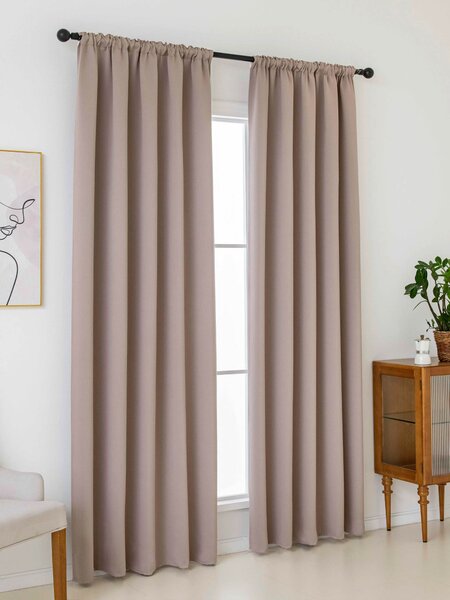Blackout závesy Elias cappuccino – 140 × 160 cm (2 ks) - riasiaca stuha