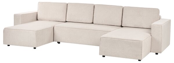 4-miestna pohovka svetlobéžová polyester látkové čalúnenie rozkladacia na spanie s úložným priestorom moderný štýl obývačka