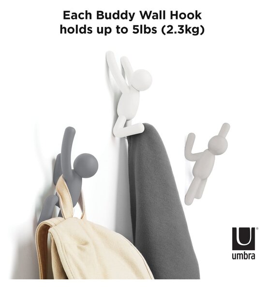 Nástenné plastové háčiky v súprave 3 ks Buddy – Umbra