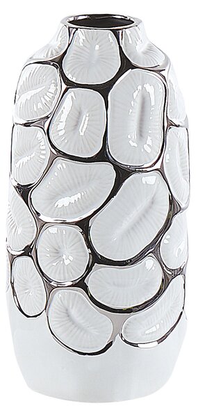 Váza na kvety biela kameninová 28 cm dizajnový bytový doplnok elegantný glamour štýl