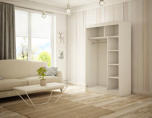 Kvalitná Šatníková Skriňa Velis 120 cm Dub sonoma Biela