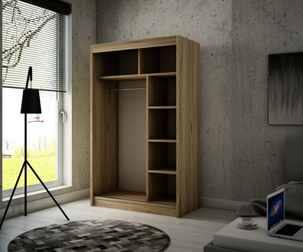 Kvalitná Šatníková Skriňa Velis 120 cm Dub sonoma Biela