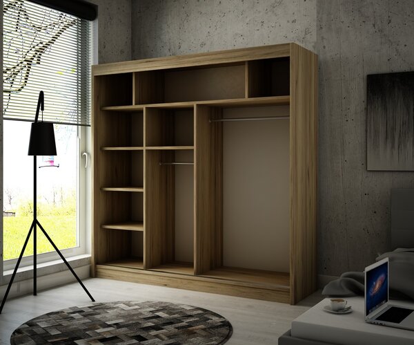 Kvalitná Šatníková Skriňa Peak 200 cm Biela Dub craft