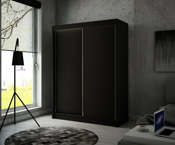 Kvalitná Šatníková Skriňa Bergo 120 cm Čierny mat