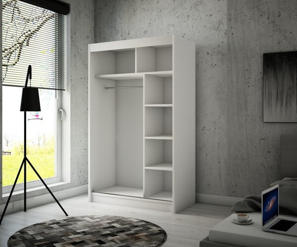 Kvalitná Šatníková Skriňa Velis 120 cm Dub sonoma Biela