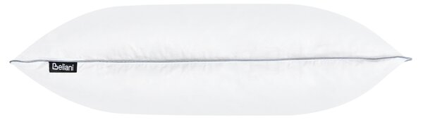 Nízky vankúš na spanie biely trojkomorový kačacie perie a páperie 40 x 80 cm prémiový bavlnený poťah