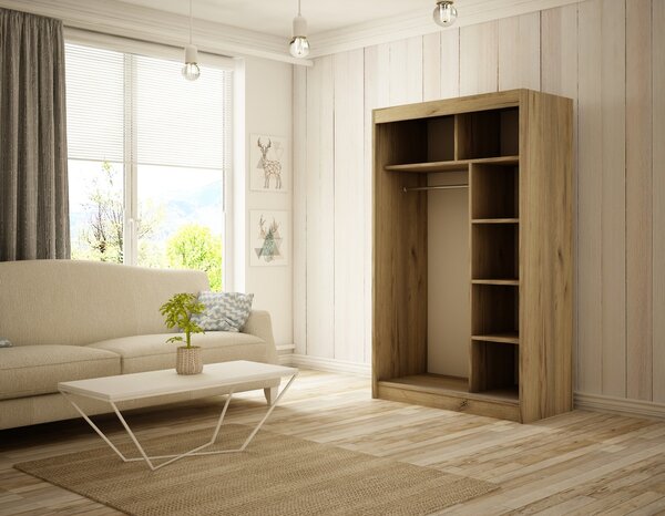 Kvalitná Šatníková Skriňa Velis 120 cm Dub sonoma Biela