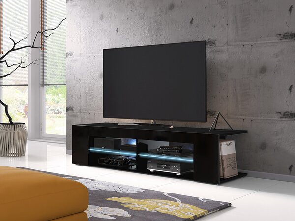 Moderný TV stolík Spine 140, čierny + LED
