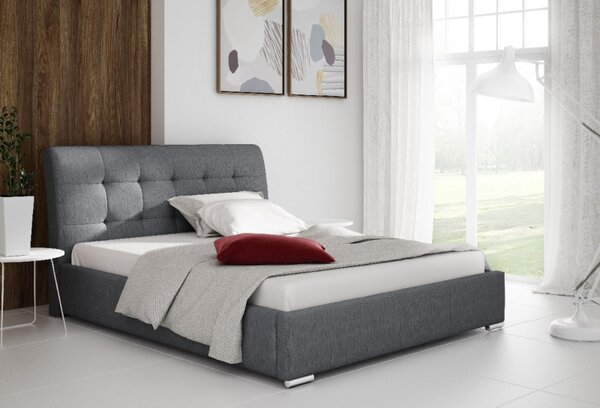 Moderná čalúnená posteľ Evelyn s úložným priestorom šedomodrá 160 x 200