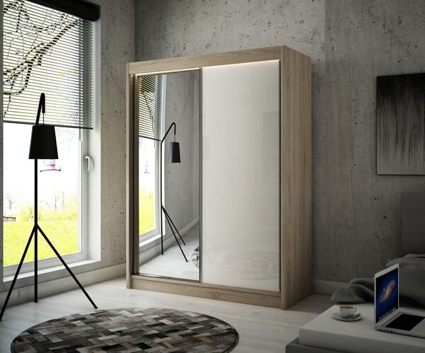 Kvalitná Šatníková Skriňa Velis 120 cm Dub sonoma Biela