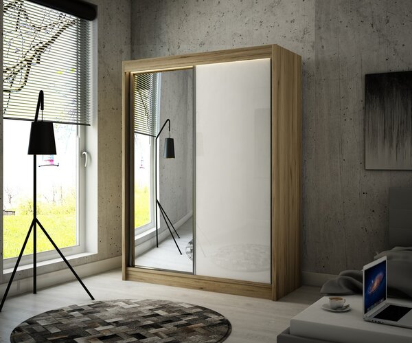 Kvalitná Šatníková Skriňa Velis 120 cm Dub sonoma Biela