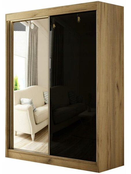 Kvalitná Šatníková Skriňa Velis 120 cm Dub sonoma Čierna