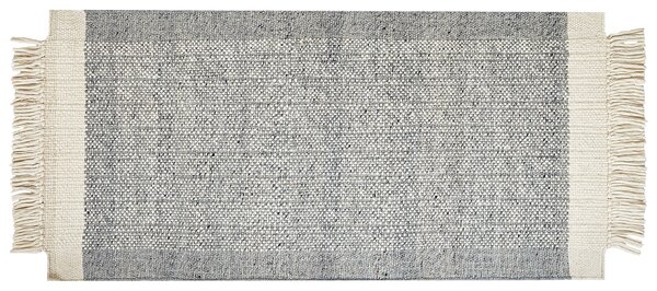 Koberec sivá a krémová biela 80 x 150 cm obdĺžnikový ručne tkaný so strapcami moderný dizajn