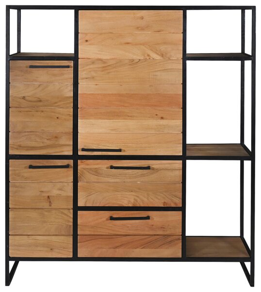 VYSOKÁ KOMODA, akácia, čierna, medová, 128/145/42 cm MID.YOU - Komody, Online Only