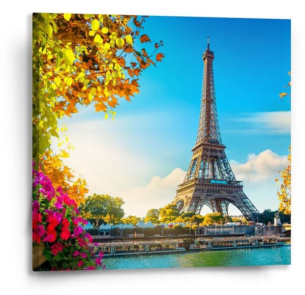Sablio Obraz Paríž Eiffelova veža Flowers - 50x50 cm