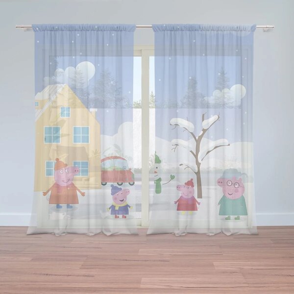 Sablio Záclony Prasiatko Pepina Zima: 2ks 150x250cm