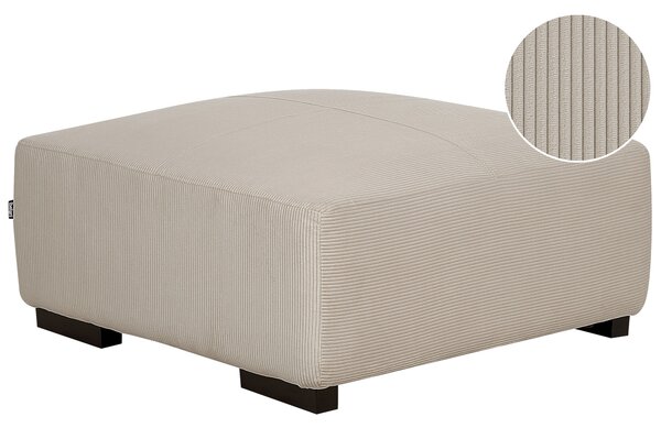 Taburet béžový menčestrový čalúnený 80 x 80 x 35 cm štvorcový minimalistický moderný dizajn