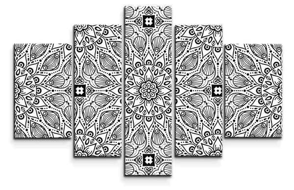 Sablio Obraz - 5-dílný Biele mehendi - 125x90 cm