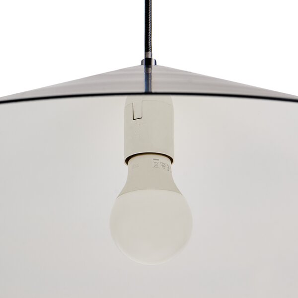 Závesná lampa čierna železo kovová kónický tvar UFO maľovaný povrch moderný mid-century štýl kuchyňa jedáleň