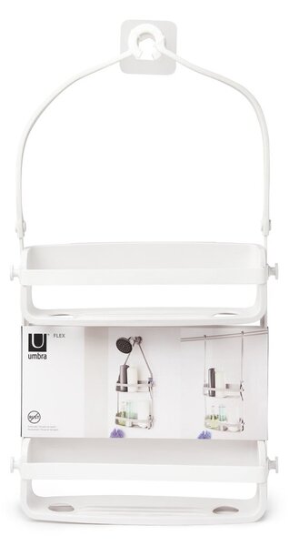 Biela závesná plastová kúpeľňová polička Flex – Umbra
