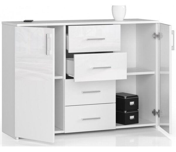Komoda K45 biely lesk biela